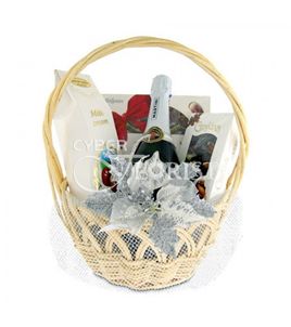 gift basket with chocolates and martini asti